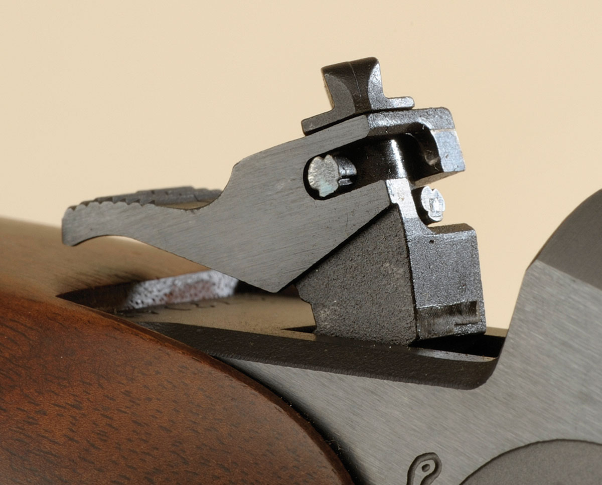With one receiver for all barrels, the hammer has a three position firing pin – one side for rimfire, center for safe and the other side for centerfire barrels.